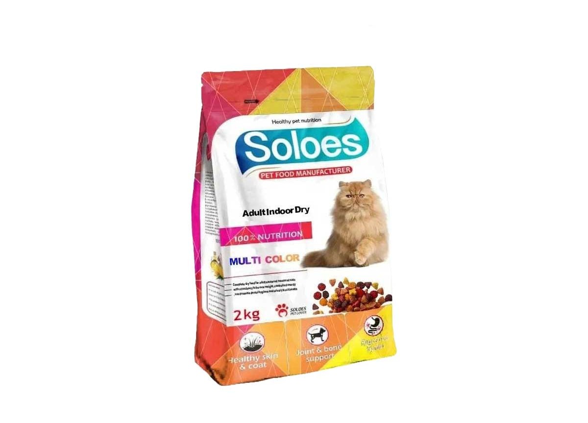 غذای خشک گربه سولواس ایندور مولتی کالر با طعم مرغ و ماهی 12 کیلوگرم