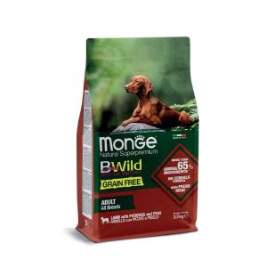 غذای خشک سگ مونژه بی وایلد بدون غلات با طعم گوشت بره 12 کیلوگرم