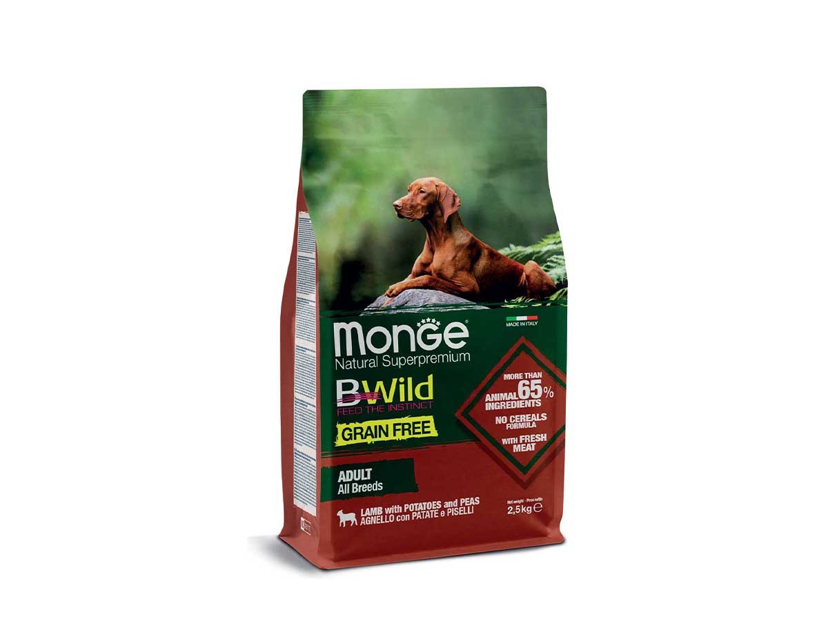 غذای خشک سگ مونژه بی وایلد بدون غلات با طعم گوشت بره 12 کیلوگرم